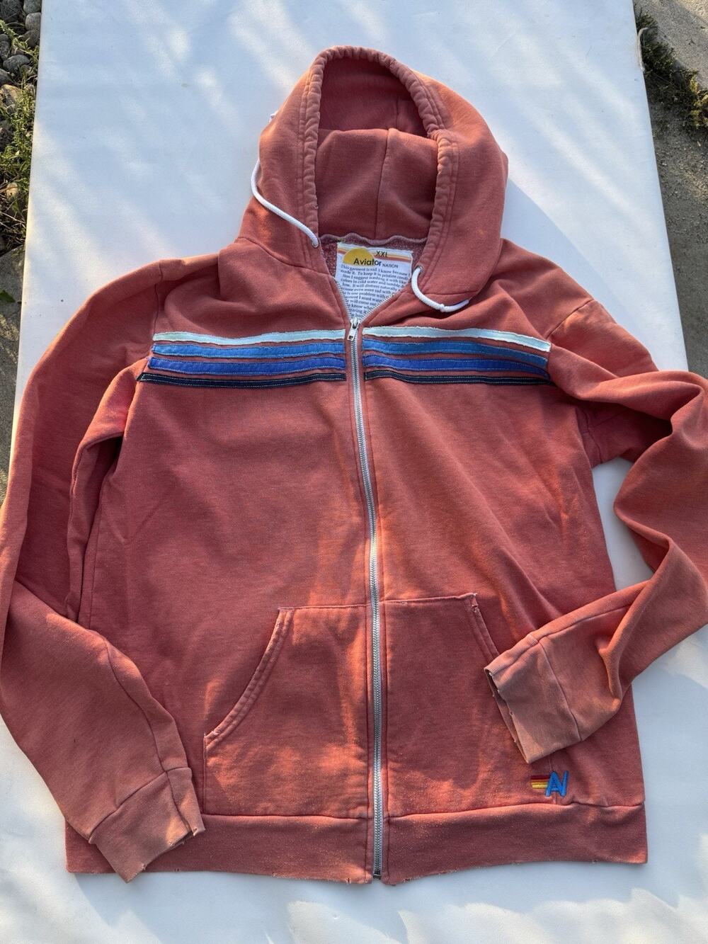 Aviator Nation Five Stripe Hoodie Sz Xxl Mens 2xl Used